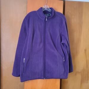 Womens Karen Scott Sport Fleece Jacket 1X Purple Plus Size Gorpcore